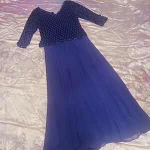 JKARA Blue Beaded Maxi Dress 14